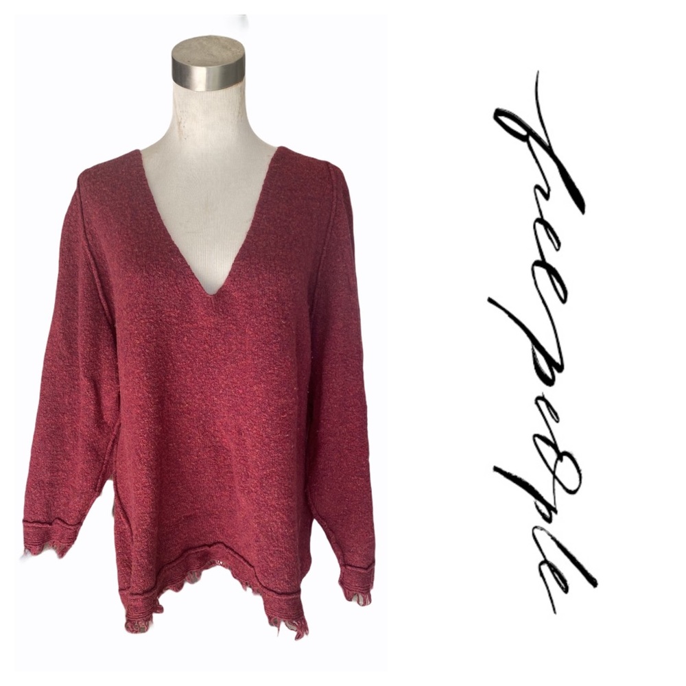 Free People Irresistible Fringe V Neck Sweater (M)